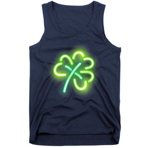 Neon Light Style Glowing Shamrock Tank Top