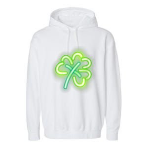 Neon Light Style Glowing Shamrock Garment-Dyed Fleece Hoodie