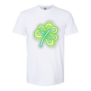 Neon Light Style Glowing Shamrock Softstyle CVC T-Shirt