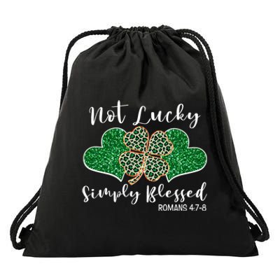 Not Lucky Simply Blessed Christian St Patricks Day Irish Drawstring Bag