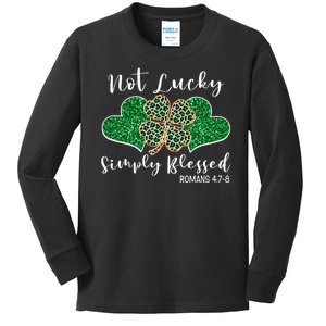 Not Lucky Simply Blessed Christian St Patricks Day Irish Kids Long Sleeve Shirt