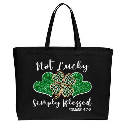 Not Lucky Simply Blessed Christian St Patricks Day Irish Cotton Canvas Jumbo Tote