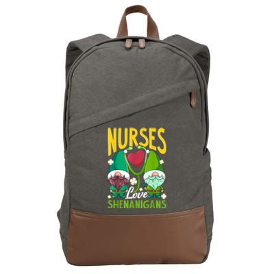 Nurses Love Shenanigans Gnome St Patricks Day Nurse Cotton Canvas Backpack