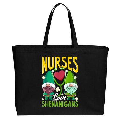 Nurses Love Shenanigans Gnome St Patricks Day Nurse Cotton Canvas Jumbo Tote