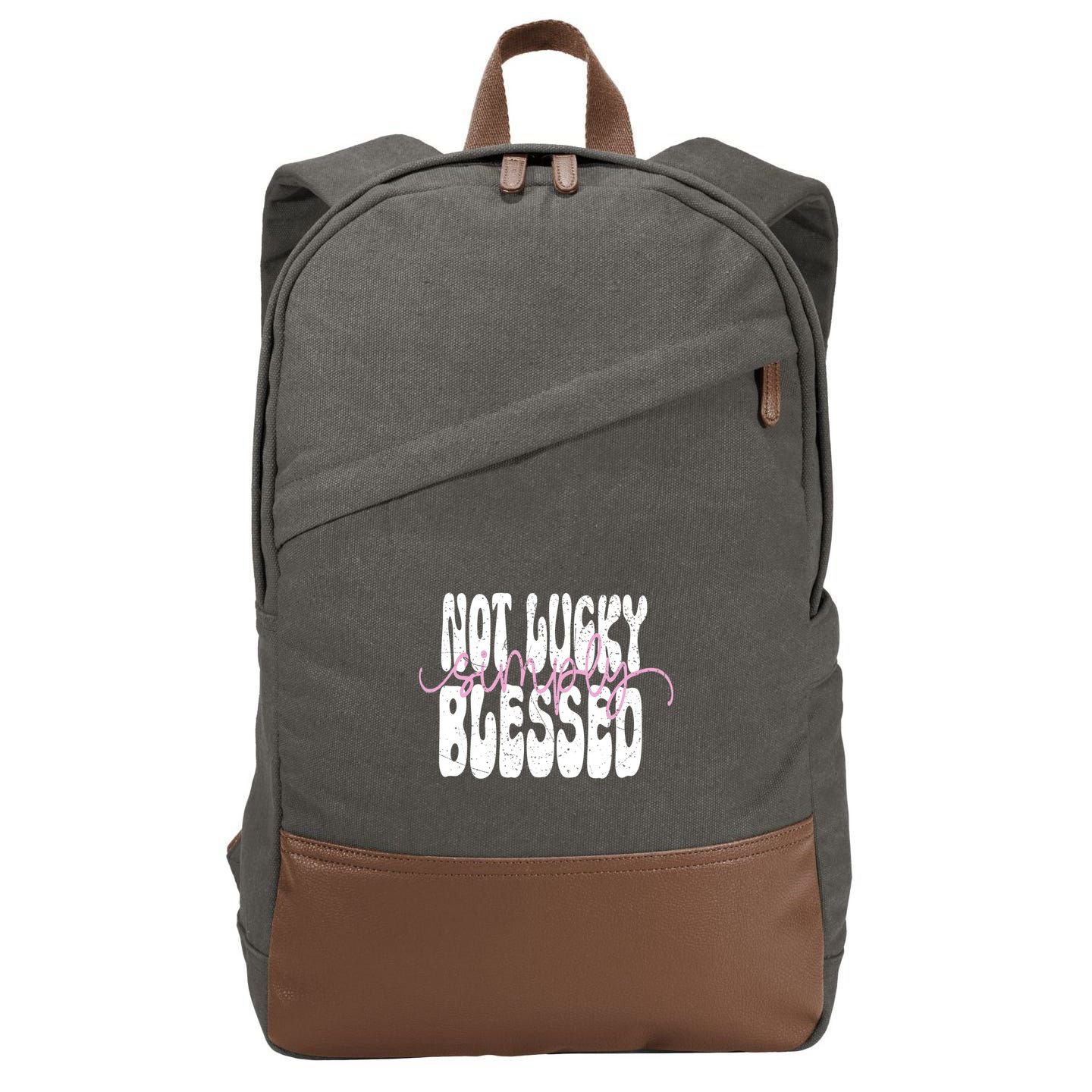 Not Lucky Simply Blessed Cute Gift Cotton Canvas Backpack