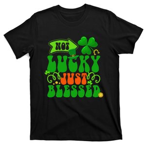 Not Lucky Simply Blessed Christian Groovy St Patricks Day T-Shirt