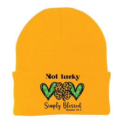 Not Lucky Simply Blessed Clover Knit Cap Winter Beanie