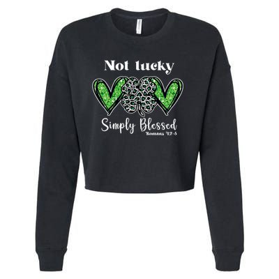Not Lucky Simply Blessed Clover Cropped Pullover Crew