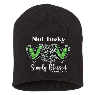 Not Lucky Simply Blessed Clover Short Acrylic Beanie