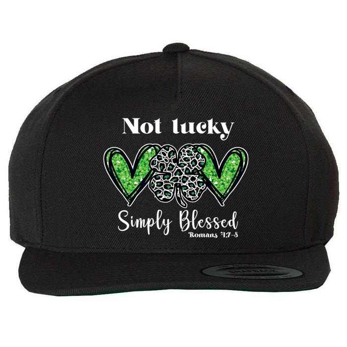 Not Lucky Simply Blessed Clover Wool Snapback Cap