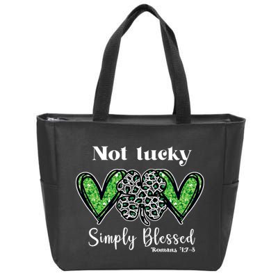 Not Lucky Simply Blessed Clover Zip Tote Bag