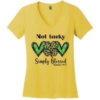 Not Lucky Simply Blessed Clover Women's V-Neck T-Shirt