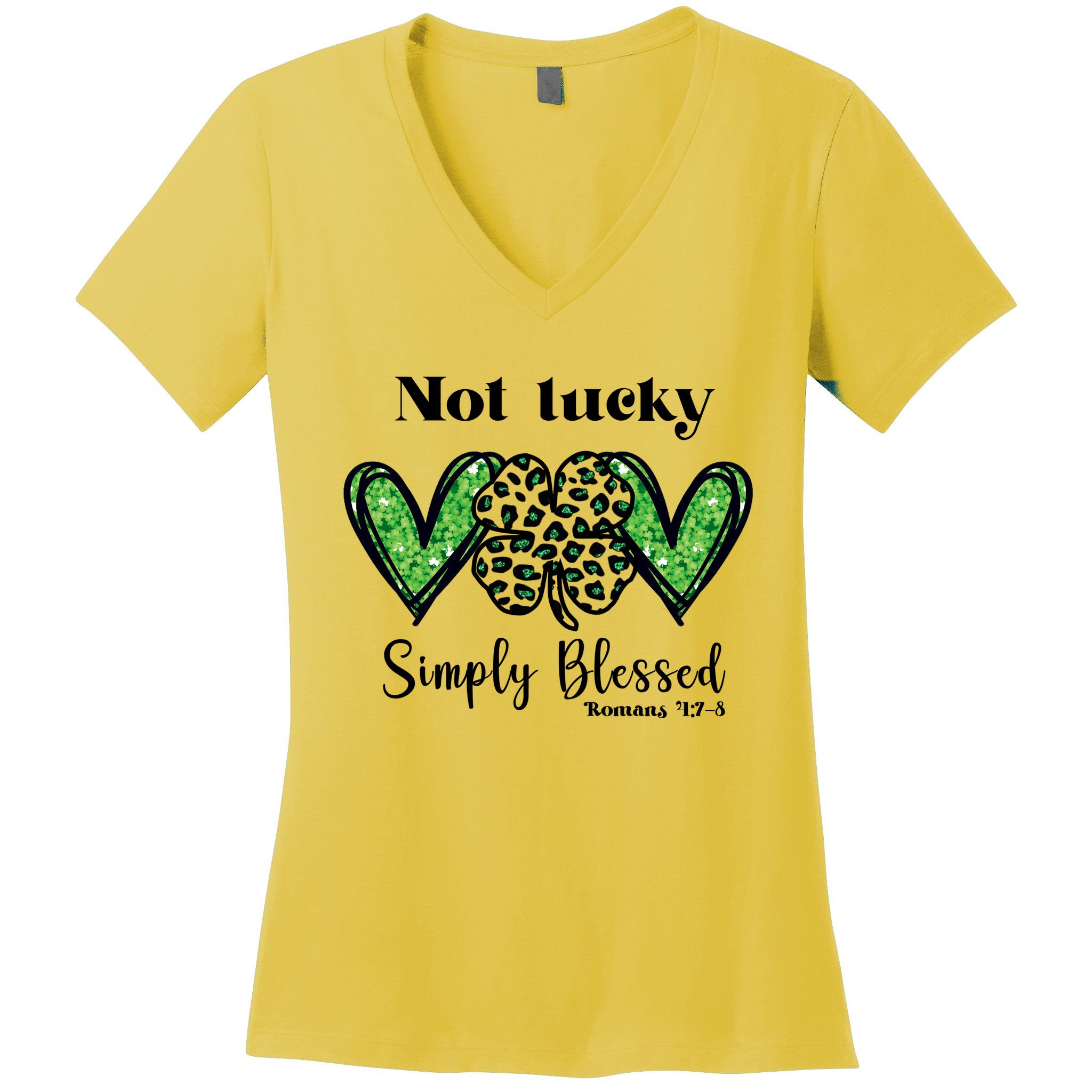 Not Lucky Simply Blessed Clover Women's V-Neck T-Shirt