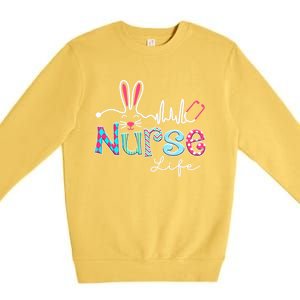 Nurse Life Stethoscope Nursing Cute Easter Bunny Easter Day Gift Premium Crewneck Sweatshirt