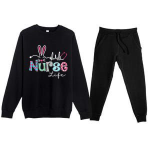 Nurse Life Stethoscope Nursing Cute Easter Bunny Easter Day Gift Premium Crewneck Sweatsuit Set