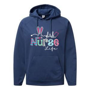 Nurse Life Stethoscope Nursing Cute Easter Bunny Easter Day Gift Performance Fleece Hoodie