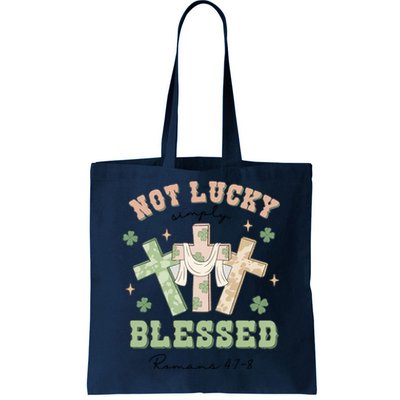 Not Lucky Simply Blessed Not Lucky Just Blessed Retro God Cross Tote Bag