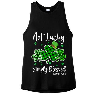Not Lucky Simply Blessed Shamrock Christian St Patricks Day Ladies PosiCharge Tri-Blend Wicking Tank