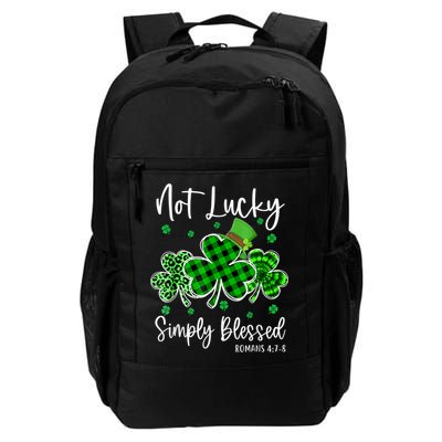 Not Lucky Simply Blessed Shamrock Christian St Patricks Day Backpack