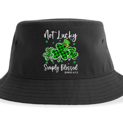 Not Lucky Simply Blessed Shamrock Christian St Patricks Day Sustainable Bucket Hat