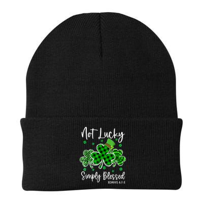 Not Lucky Simply Blessed Shamrock Christian St Patricks Day Beanie