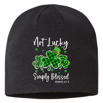 Not Lucky Simply Blessed Shamrock Christian St Patricks Day Sustainable Beanie