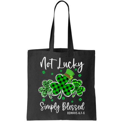 Not Lucky Simply Blessed Shamrock Christian St Patricks Day Bag
