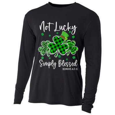 Not Lucky Simply Blessed Shamrock Christian St Patricks Day Cooling Performance Long Sleeve Crew