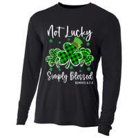 Not Lucky Simply Blessed Shamrock Christian St Patricks Day Cooling Performance Long Sleeve Crew