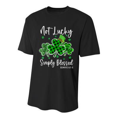 Not Lucky Simply Blessed Shamrock Christian St Patricks Day Youth Performance Sprint T-Shirt