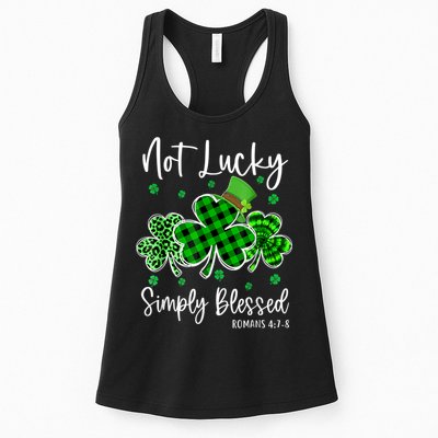 Not Lucky Simply Blessed Shamrock Christian St Patricks Day Womens Tank Top