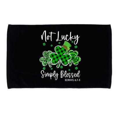 Not Lucky Simply Blessed Shamrock Christian St Patricks Day Microfiber Hand Towel