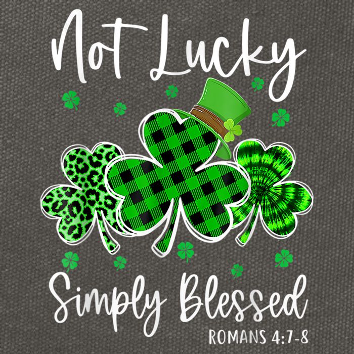 Not Lucky Simply Blessed Shamrock Christian St Patricks Day Cotton Canvas Backpack