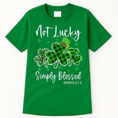 Not Lucky Simply Blessed Shamrock Christian St Patricks Day Tall T-Shirt