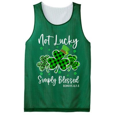 Not Lucky Simply Blessed Shamrock Christian St Patricks Day Mesh Reversible Basketball Jersey Tank