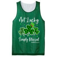 Not Lucky Simply Blessed Shamrock Christian St Patricks Day Mesh Reversible Basketball Jersey Tank