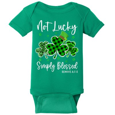 Not Lucky Simply Blessed Shamrock Christian St Patricks Day Baby Bodysuit