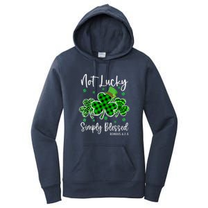 Not Lucky Simply Blessed Shamrock Christian St Patricks Day Women's Pullover Hoodie