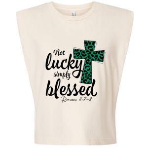 Not Lucky Simply Blessed Christian St Patricks Day Irish Garment-Dyed Women's Muscle Tee