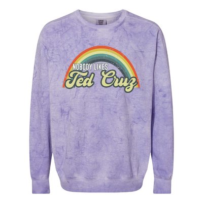 Nobody Likes Ted Cruz Rainbow Vintage Colorblast Crewneck Sweatshirt