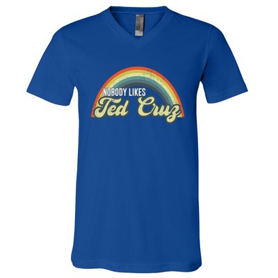 Nobody Likes Ted Cruz Rainbow Vintage V-Neck T-Shirt