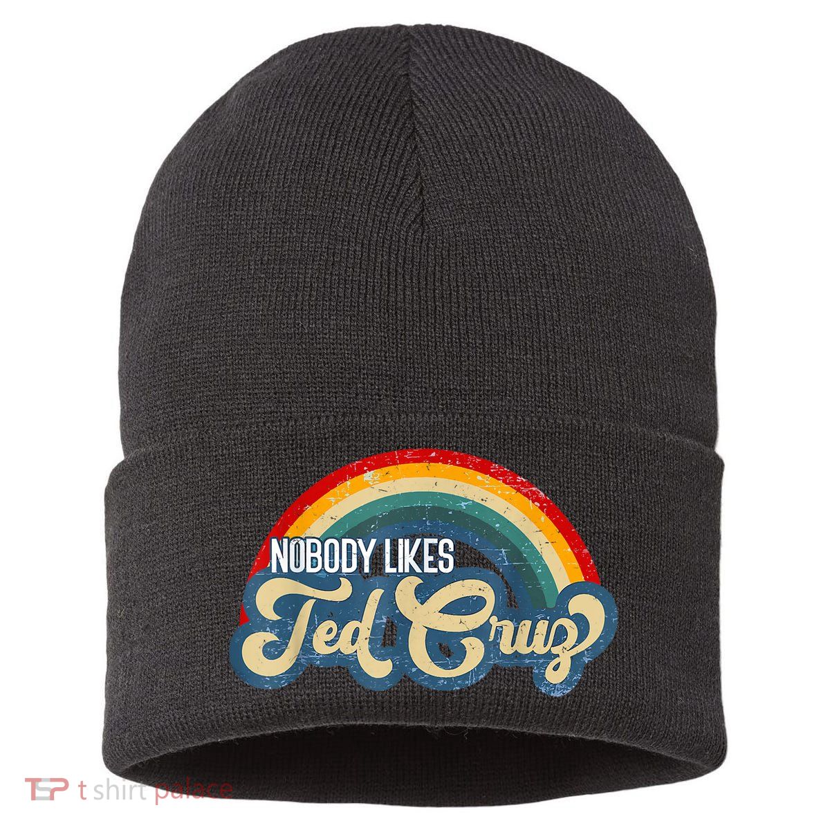 Nobody Likes Ted Cruz Rainbow Vintage Sustainable Knit Beanie