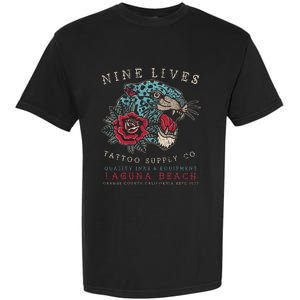 Nine Lives Tattoo Supply Co Old School Panther Laguna Beach Garment-Dyed Heavyweight T-Shirt