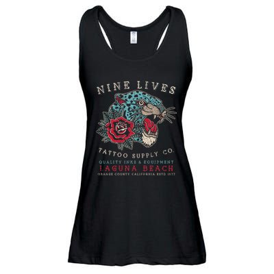 Nine Lives Tattoo Supply Co Old School Panther Laguna Beach Ladies Essential Flowy Tank