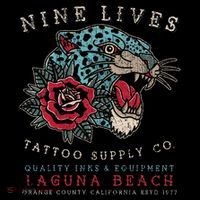 Nine Lives Tattoo Supply Co Old School Panther Laguna Beach Flatbill Hat
