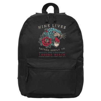 Nine Lives Tattoo Supply Co Old School Panther Laguna Beach 16 in Basic Backpack