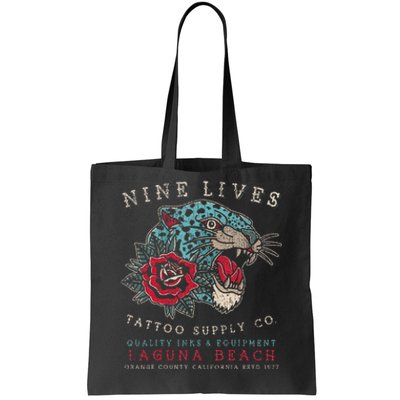 Nine Lives Tattoo Supply Co Old School Panther Laguna Beach Tote Bag