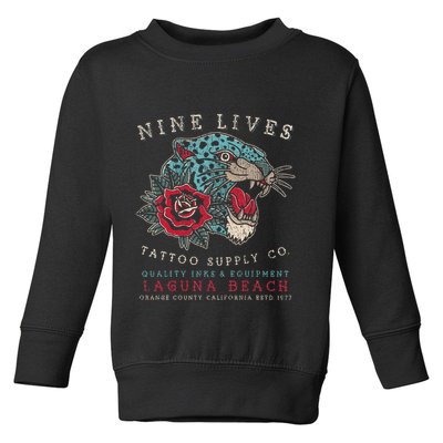 Nine Lives Tattoo Supply Co Old School Panther Laguna Beach Toddler Sweatshirt