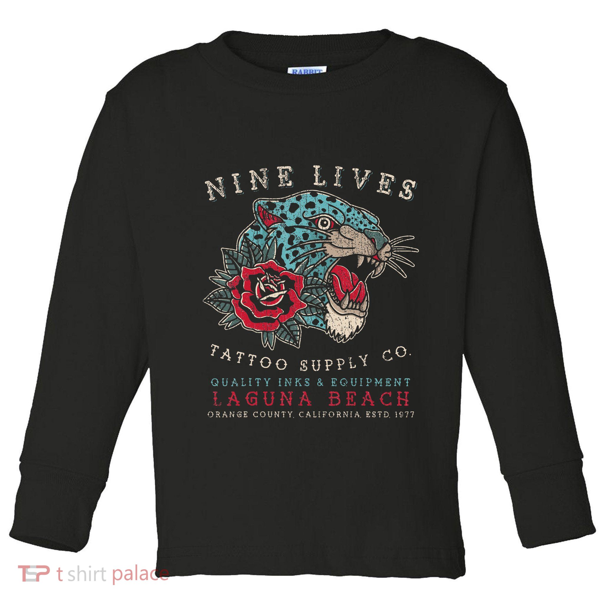 Nine Lives Tattoo Supply Co Old School Panther Laguna Beach Toddler Long Sleeve Shirt