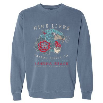 Nine Lives Tattoo Supply Co Old School Panther Laguna Beach Garment-Dyed Sweatshirt